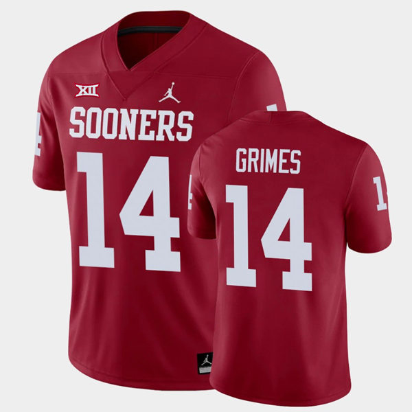 Mens Oklahoma Sooners #14 Reggie Grimes Crimson Jordan College Football Game Jersey