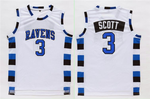 Men's The Movie One Tree Hill Ravens #3 Lucas Scott White Swingman Basketball Jersey