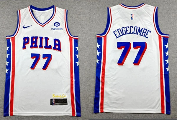 Mens Philadelphia 76ers #77 V. J. Edgecombe Nike White Association Edition Swingman Jersey