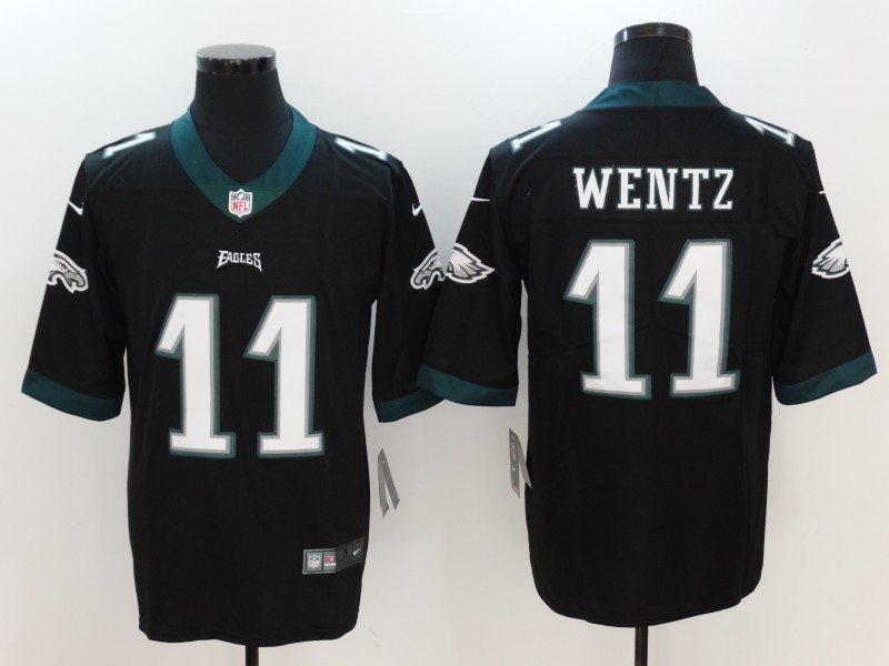 Men's Philadelphia Eagles #11 Carson Wentz Nike Black NFL Vapor Limited Jersey