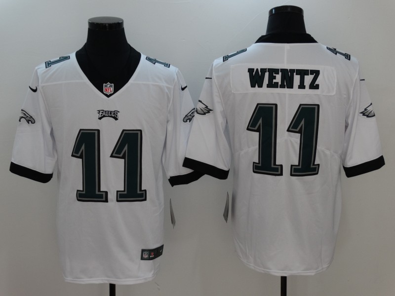 Men's Philadelphia Eagles #11 Carson Wentz Nike White NFL Vapor Limited Jersey