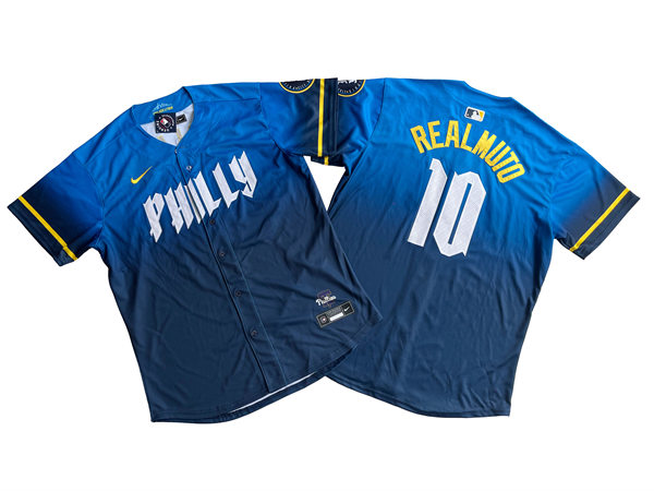 Mens Philadelphia Phillies #10  J. T. Realmuto Nike Blue 2024 City Connect Limited Player Jersey