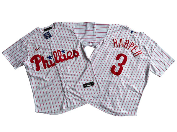 Men's Philadelphia Phillies #3 Bryce Harper Nike White Home Cool Base Jersey
