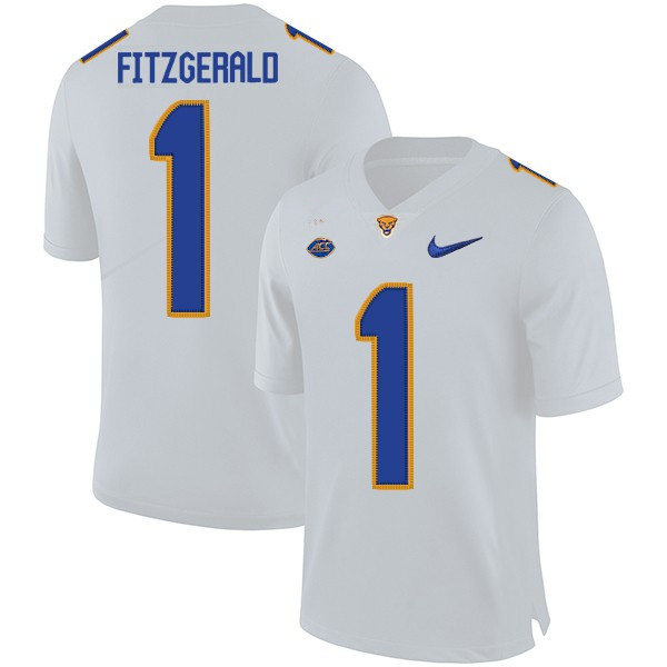Mens Pittsburgh Panthers #1 Larry Fitzgerald Nike 2020 White College Football Game Jersey