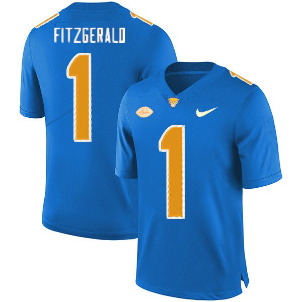 Mens Pittsburgh Panthers #1 Larry Fitzgerald Nike 2020 Royal College Football Game Jersey