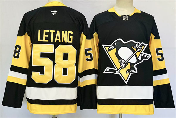 Mens Pittsburgh Penguins #58 Kris Letang Fanatics Home Black Player Jersey