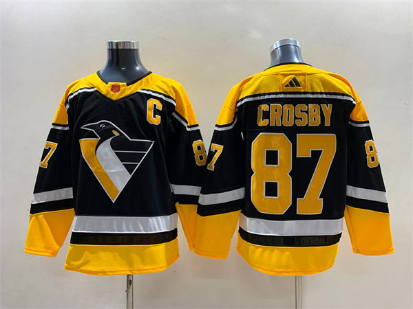 Men's Pittsburgh Penguins #87 Sidney Crosby Black 2022 Reverse Retro Primegreen Jersey