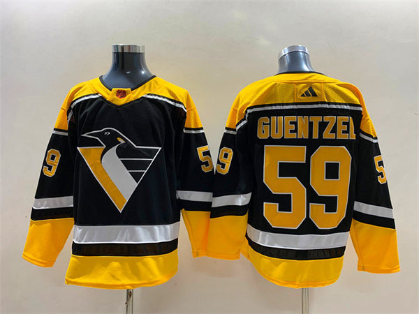 Men's Pittsburgh Penguins #59 Jake Guentzel Black 2022 Reverse Retro Primegreen Jersey