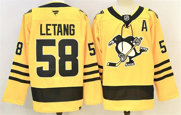 Mens Pittsburgh Penguins #58 Kris Letang Fanatics Gold Alternate Premium Player Jersey