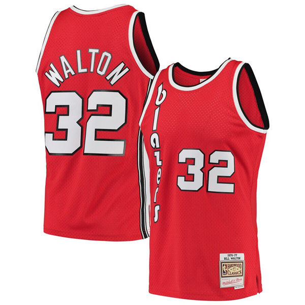 Men's Portland Trailblazers #32 Bill Walton Red Throwback Swingman Jersey