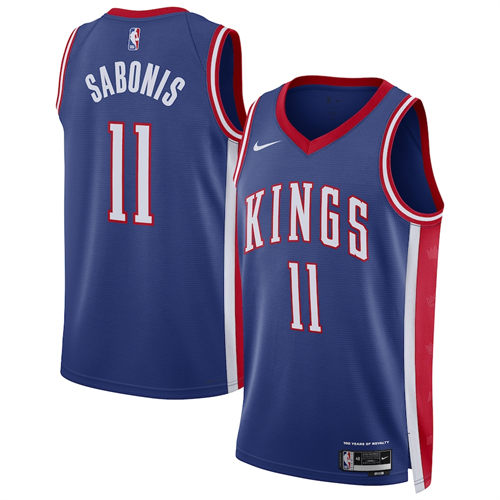 Mens Sacramento Kings #11 Domantas Sabonis 2024-25 Blue City Edition Jersey