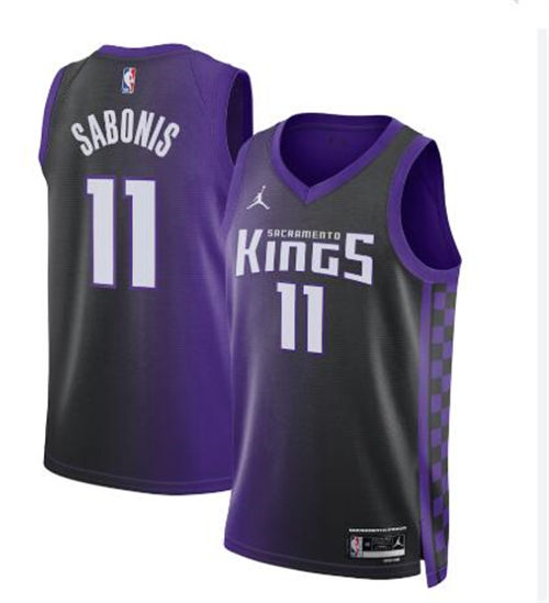 Mens Sacramento Kings #11 Domantas Sabonis 2023-24 Purple Statement Edition Player Jersey