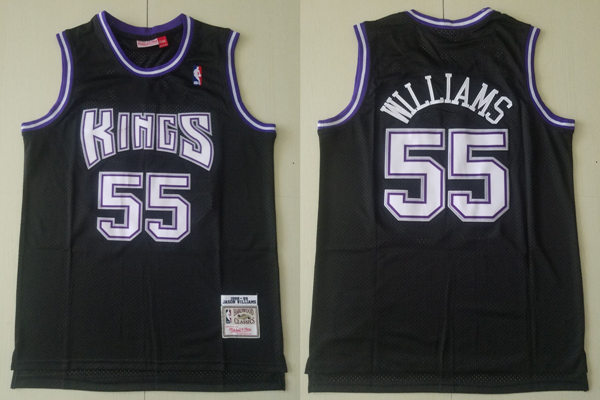 Men's Sacramento Kings #55 Jason Williams Purple Black Hardwood Classics Soul Swingman Throwback Jersey