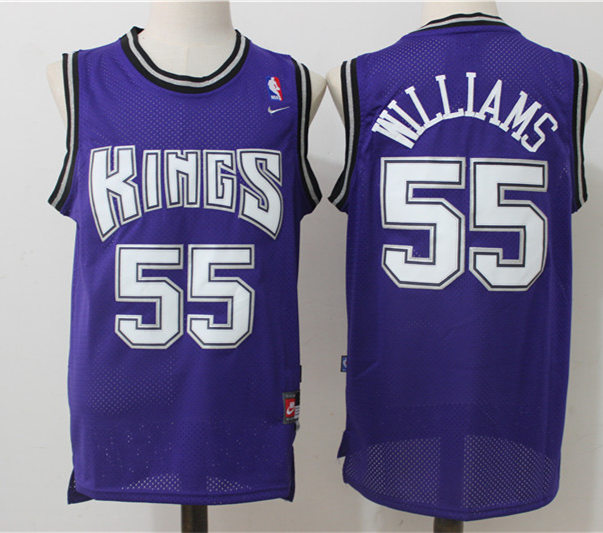 Mens Sacramento Kings Retired Player #55 Jason Williams Nike Purple Retro Throwback Jersey