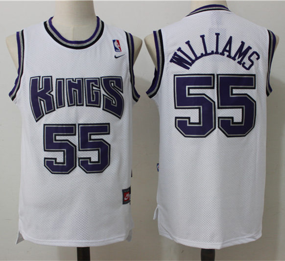 Mens Sacramento Kings Retired Player #55 Jason Williams Nike White Throwback Jersey
