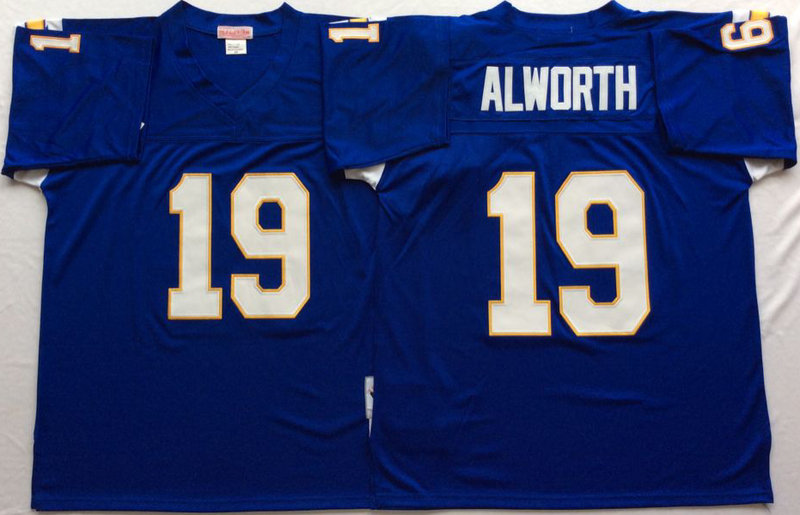 Mens San Diego Chargers #19 Lance Alworth Dark Blue NFL Throwback Football Jersey
