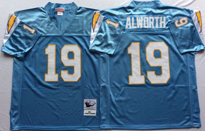 Men's San Diego Chargers #19 Lance Alworth Light Blue Throwback Jersey