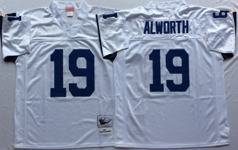 Men's San Diego Chargers #19 Lance Alworth Mitchell & Ness White Throwback Football Jersey
