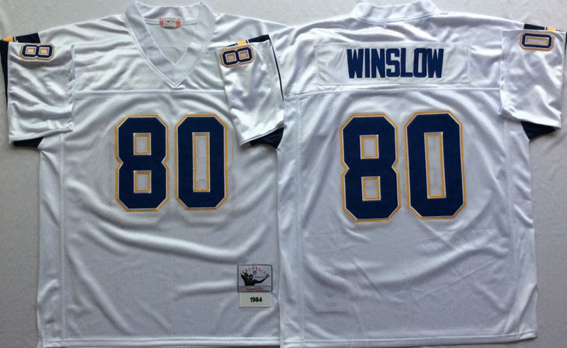 San Diego Chargers #80 Kellen Winslow White Throwback Jersey