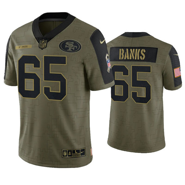 Mens San Francisco 49ers #65 Aaron Banks Nike Olive 2021 Salute To Service Limited Jersey