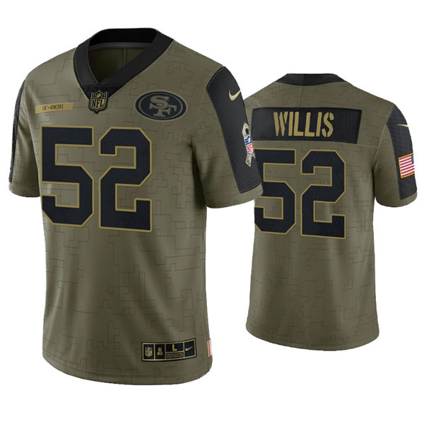 Mens San Francisco 49ers Retired Player #52 Patrick Willis Nike Olive 2021 Salute To Service Limited Jersey