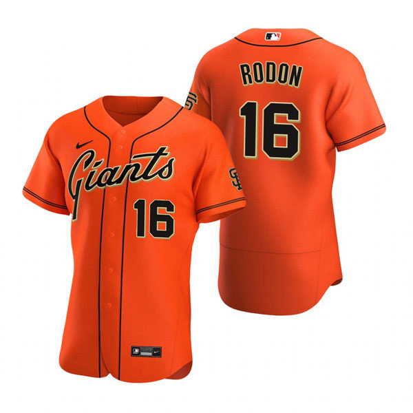 Mens San Francisco Giants #16 Carlos Rodon Nike Orange Alternate Flexbase Player Jersey