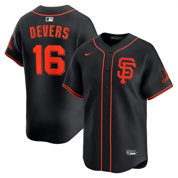 Mens San Francisco Giants #16 Rafael Devers Nike Black Alternate Limited Jersey
