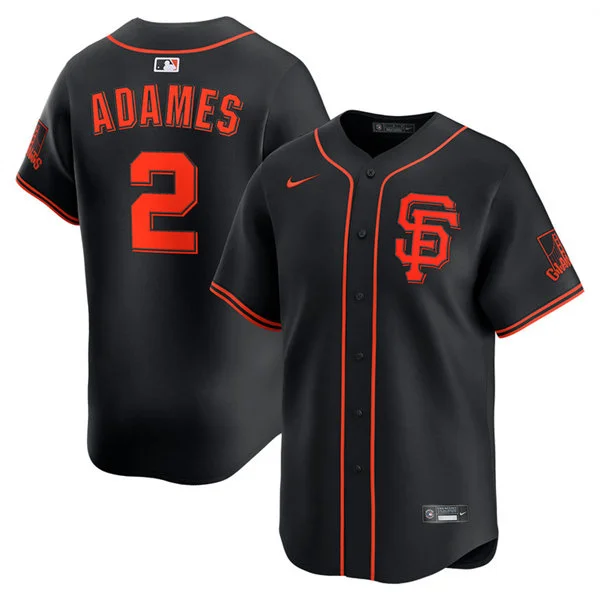 Mens San Francisco Giants #2 Willy Adames Nike Black Alternate Limited Player Jersey