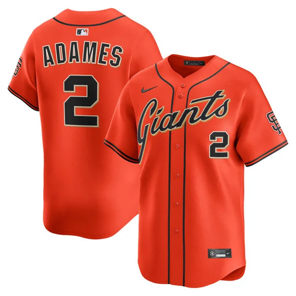 Mens San Francisco Giants #2 Willy Adames Nike Orange Alternate Limited Jersey