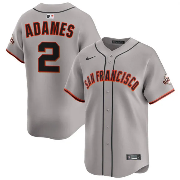 Mens San Francisco Giants #2 Willy Adames Nike Gray Road Limited Jersey