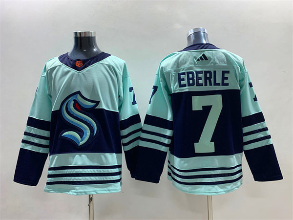 Mens Seattle Kraken #7 Jordan Eberle Ice Blue 2022 Reverse Retro Primegreen Jersey