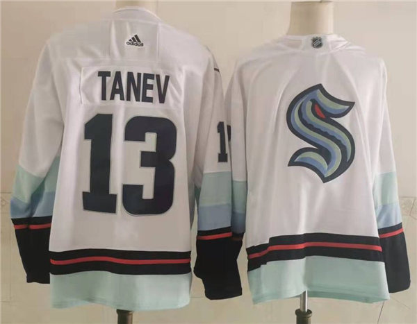 Mens Seattle Kraken #13 Brandon Tanev Away White Adidas Team Jersey