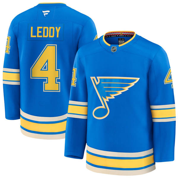 Mens St. Louis Blues #4 Nick Leddy Light Blue Alternate Player Jersey