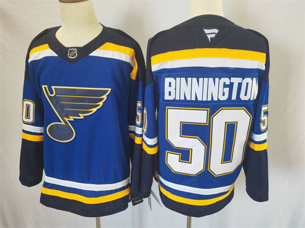 Youth St. Louis Blues #50 Jordan Binnington Stitched Fanatics Home Blue Jersey