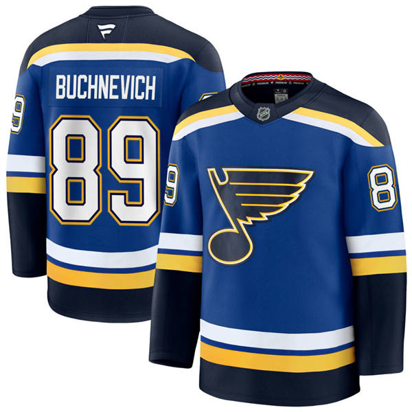 Mens St. Louis Blues #89 Pavel Buchnevich FanaticsStitched Home Blue Jersey
