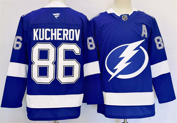Youth Tampa Bay Lightning #86 Nikita Kucherov Fanatics Home Blue Premium Player Jersey