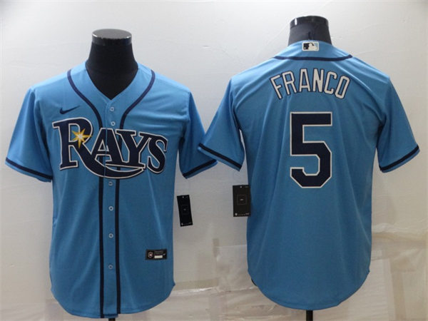 Mens Tampa Bay Rays #5 Wander Franco Nike Light Blue Alternate Authentic Player Jersey