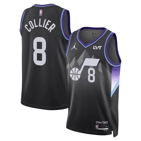 Mens Utah Jazz #8 Isaiah Collier Black Statement Edition Swingman Jersey