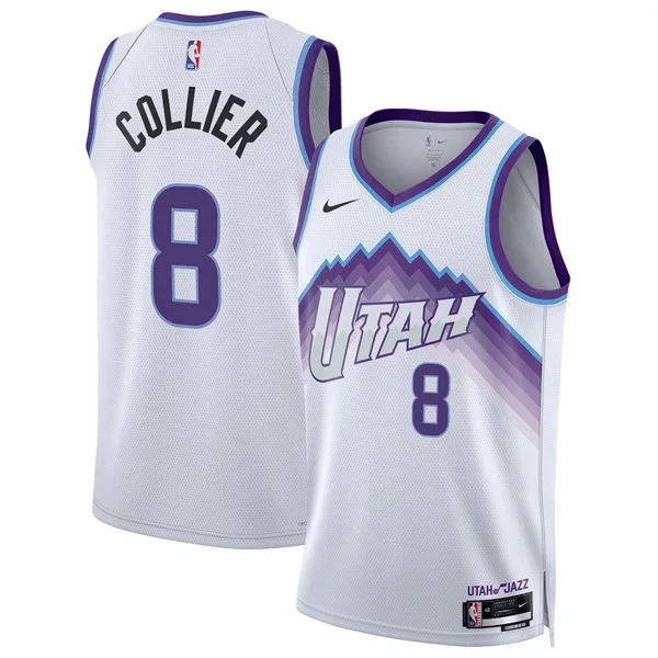 Mens Utah Jazz #8 Isaiah Collier Nike 2025-26 White Association Edition Jersey