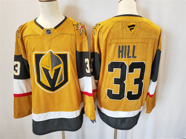 Mens Vegas Golden Knights #33 Adin Hill Stitched Fanatics Gold Home Player Jersey
