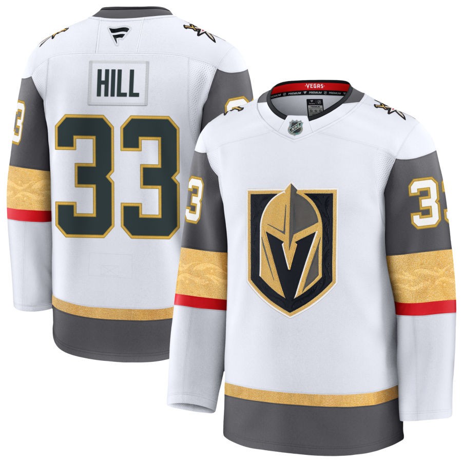 Mens Vegas Golden Knights #33 Adin Hill Fanatics Away White Player Jersey