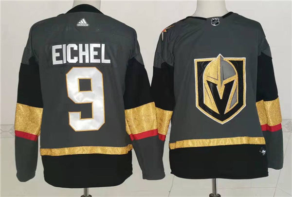 Mens Vegas Golden Knights #9 Jack Eichel Stitched Adidas Home Grey Jersey