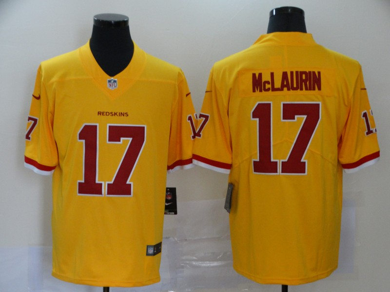 Mens Washington Football Team  #17 Terry McLaurin Nike Gold Color Rush Football Jersey