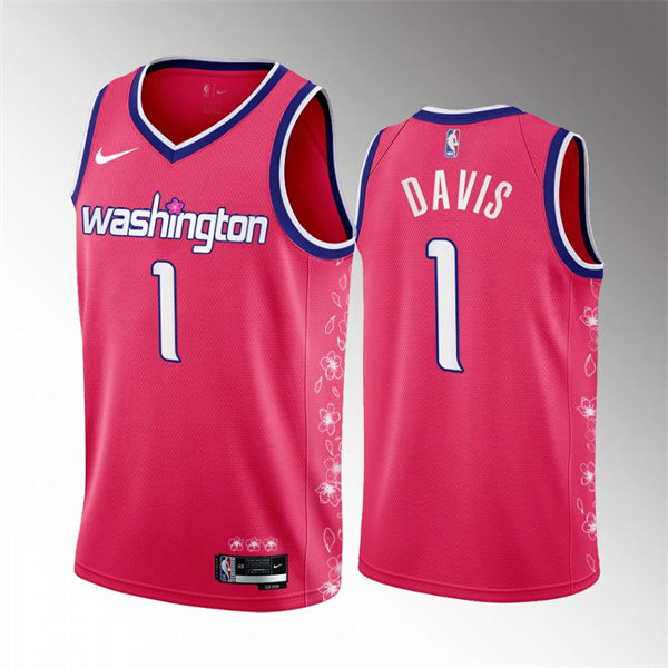 Mens Washington Wizards #1 Johnny Davis Pink 2022-23 Cherry Blossom City Edition Jersey