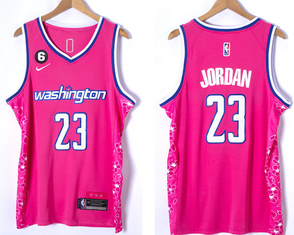 Mens Washington Wizards #23 Michael Jordan Pink 2022-23 City Edition Jersey