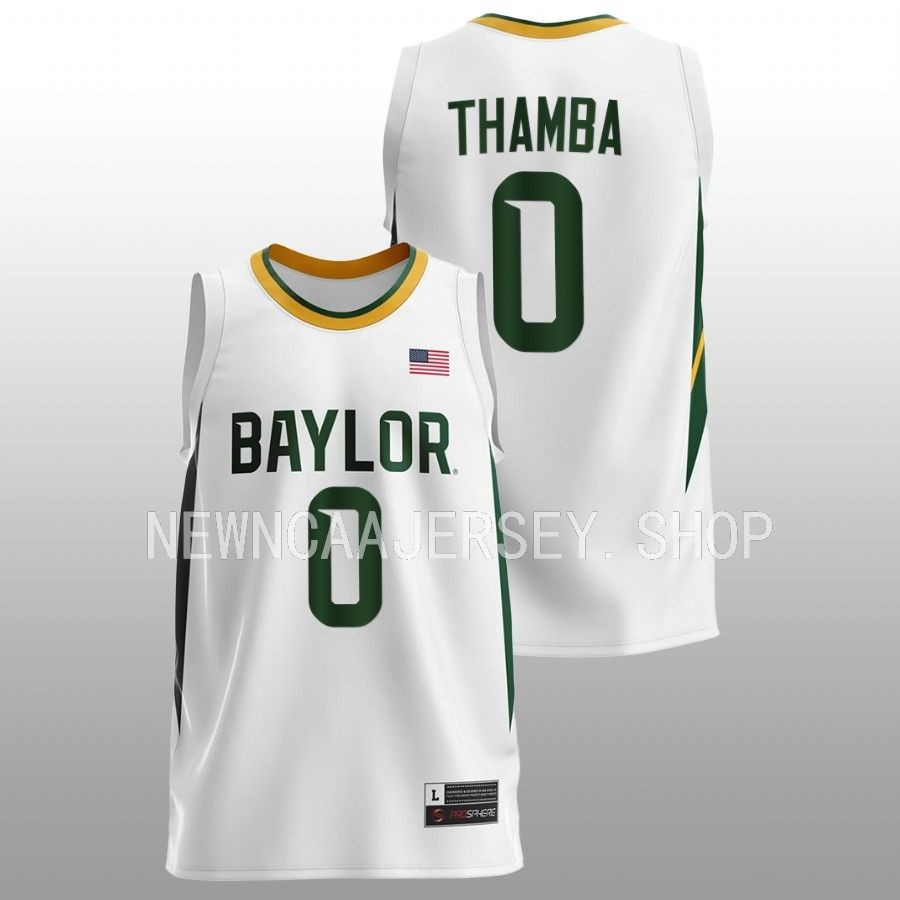 Men's Baylor Bears #0 Flo Thamba  Nike White NCAA College Basketball Jersey