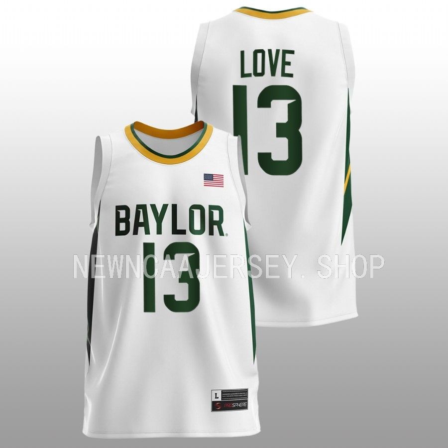 Mens Baylor Bears #13 Langston Love Nike White College Basketball Game Jersey