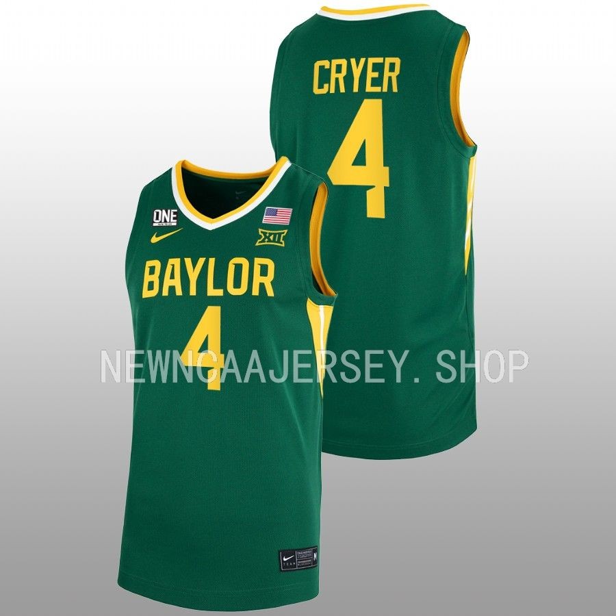 Men's Baylor Bears #4 L.J. Cryer Nike Green NCAA College Basketball Jersey