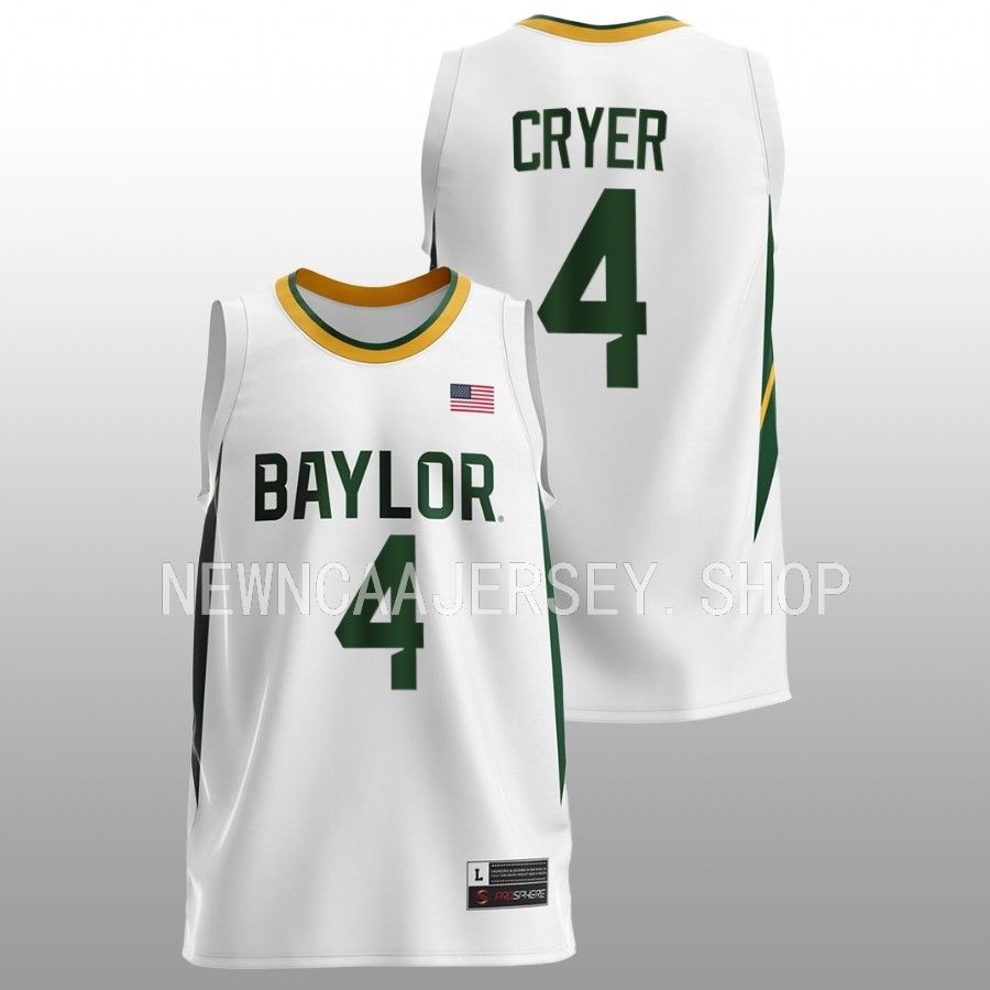 Men's Baylor Bears #4 L.J. Cryer Nike White NCAA College Basketball Jersey