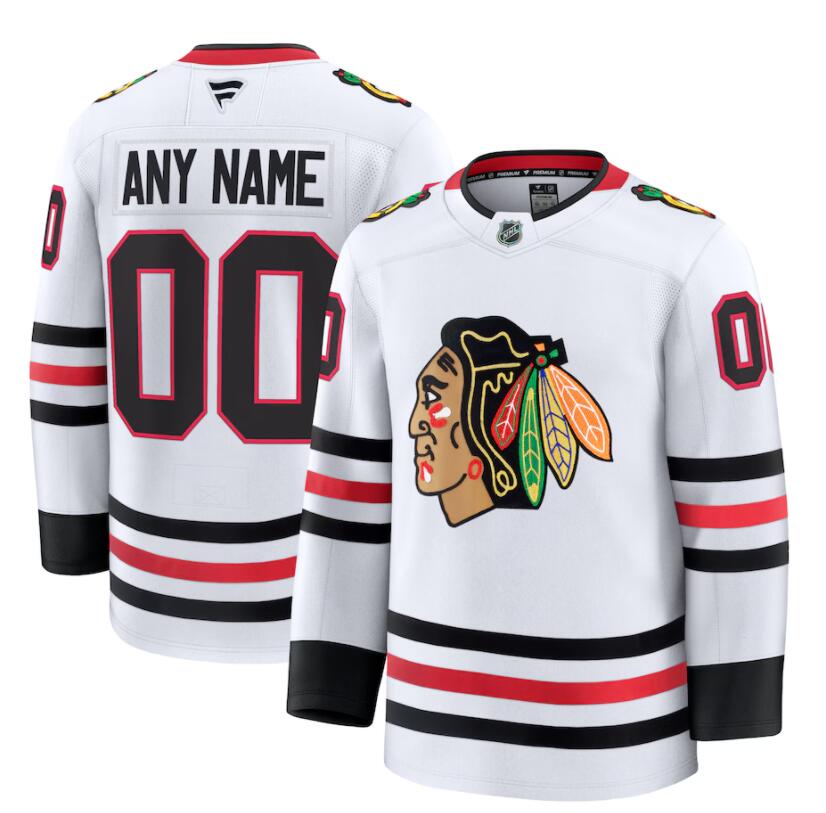 Men's Youth Chicago Blackhawks Custom Fanatics Away White Jersey